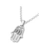 Sterling Silver Hamsa Pendant Necklace with Chai